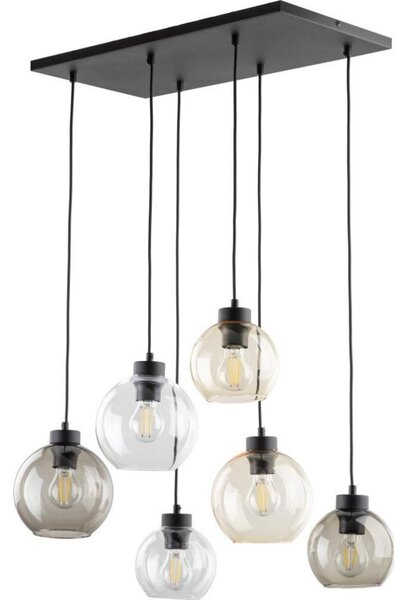 BRILAGI - Lampadario a cavo QUADRA 6xE27/15W/230V nero/fumé/beige/trasparente
