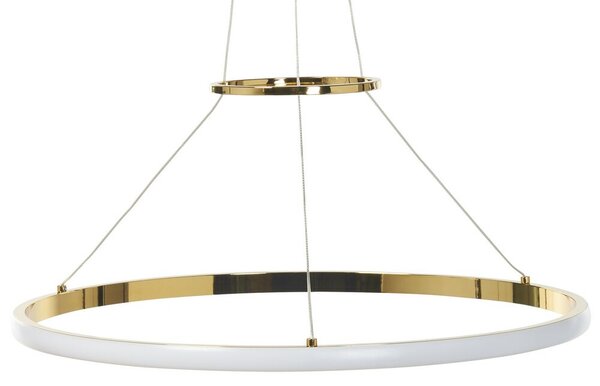 Moderna Lampada a Sospensione Illuminazione Integrata LED Anelli Lampada a Sospensione Rotonda in Metallo Oro Beliani