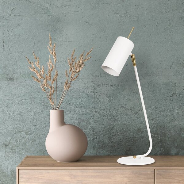 Lampada da tavolo bianca con paralume in metallo (altezza totale 55 cm) Sivani – Opviq lights