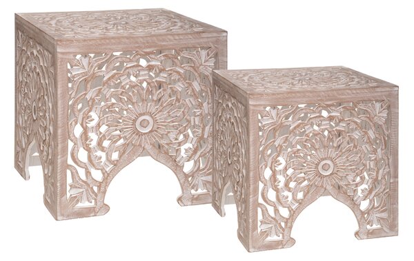 Set di 2 tavolini "Earth" - legno intagliato - Atmosphera créateur d'intérieur