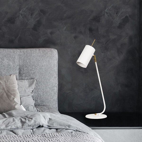 Lampada da tavolo bianca con paralume in metallo (altezza totale 55 cm) Sivani – Opviq lights