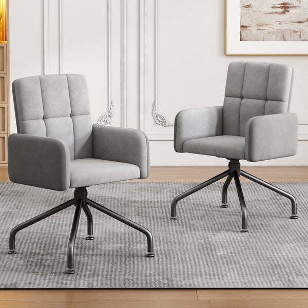 Set di 2 sedie da pranzo in Legno e tessuto effetto velluto con Braccioli Rimovibili, Design Ergonomico e Moderno, 57x49x87 cm, Grigio