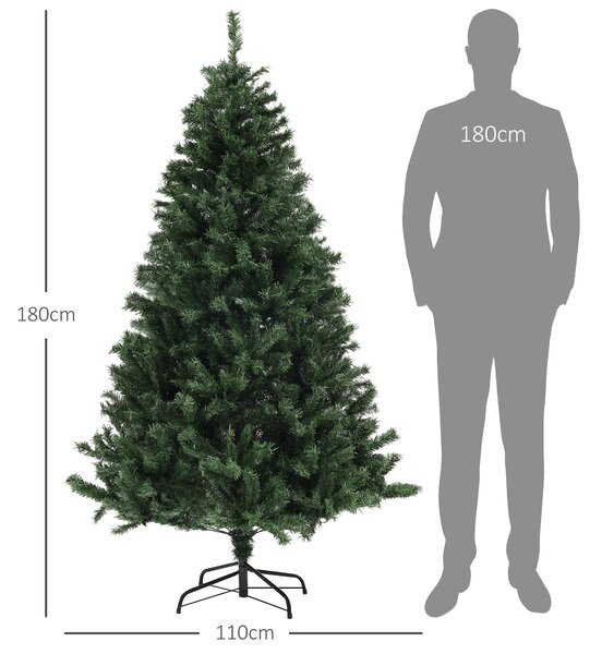 HOMCOM Albero di Natale Artificiale Ø110 x180 cm con 1000 Rami in Acciaio e Plastica Verde