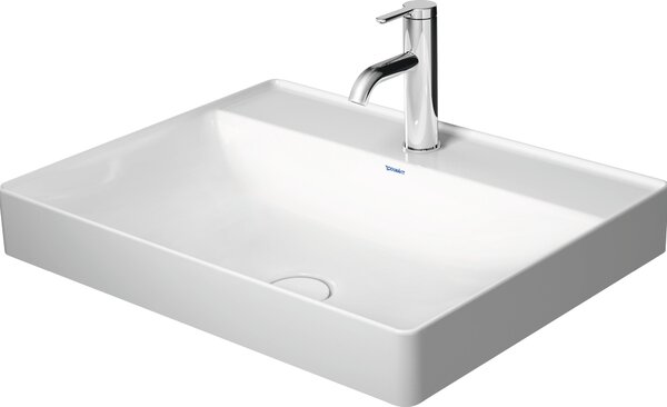 Duravit DuraSquare vasque à poser, 60x47cm, 1 trou pour robinet, sans trop-plein, paroi arrière émaillée, polie, 2354600041, 2354600041