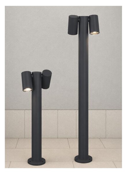 OSLO PALO DA GIARDINO CON 2 LUCI ORIENTABILI IN ALLUMINIO ANTRACITE IP65 LAMPADINE GU10 DESIGN MODERNO