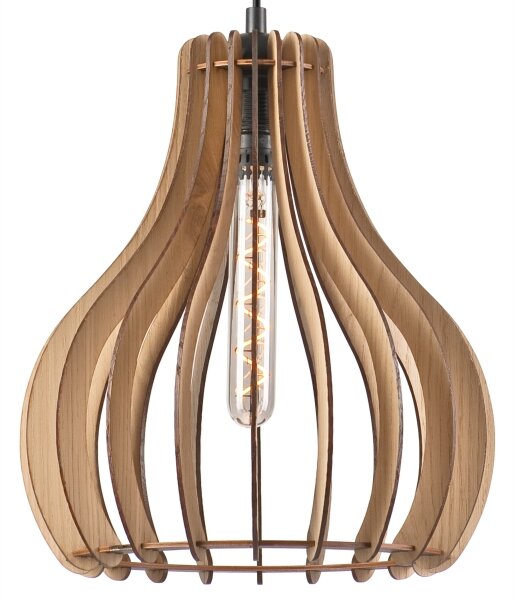 Lampadario a sospensione con filo TUCCI 1xE27/60W/230V diametro 29 cm quercia