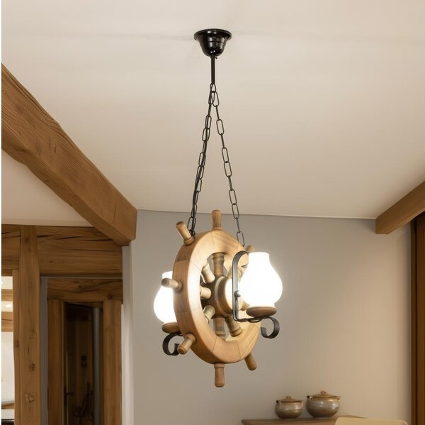 Brilagi - Lampadario a sospensione con catena TIMONA 2xE14/40W/230V faggio
