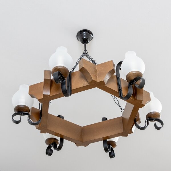 Brilagi - Lampadario a sospensione con catena QUEEN 6xE14/40W/230V faggio/noce