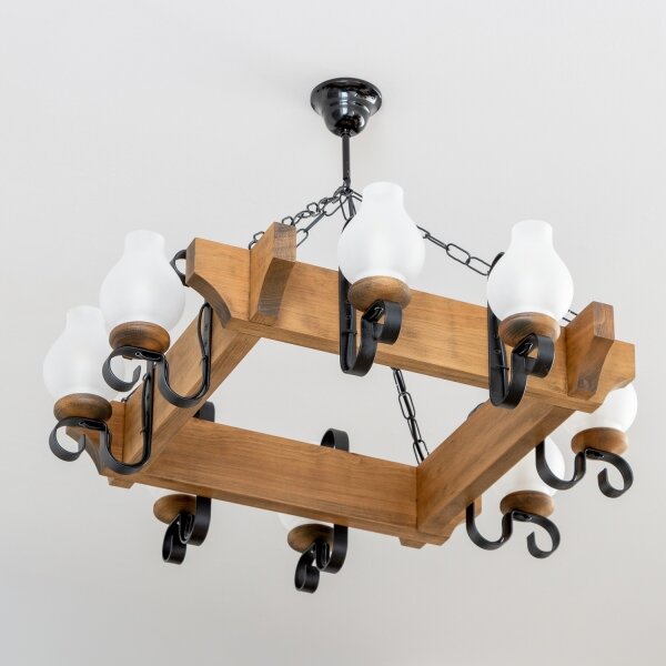 Brilagi - Lampadario a sospensione con catena QUEEN 8xE14/40W/230V faggio