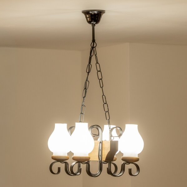 Brilagi - Lampadario a sospensione con catena QUEEN 4xE14/40W/230V faggio
