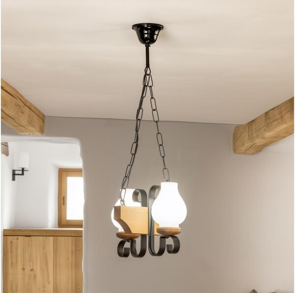 Brilagi - Lampadario a sospensione con catena QUEEN 2xE14/40W/230V faggio
