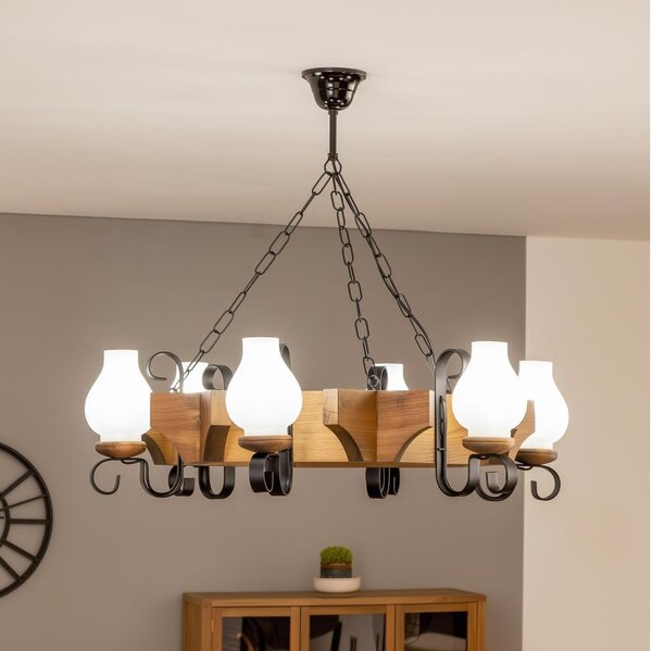 Brilagi - Lampadario a sospensione con catena QUEEN 8xE14/40W/230V faggio