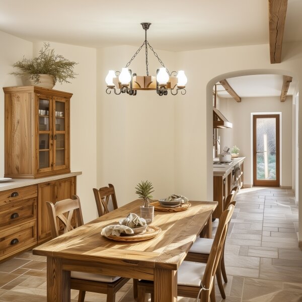 Brilagi - Lampadario a sospensione con catena QUEEN 6xE14/40W/230V faggio/noce
