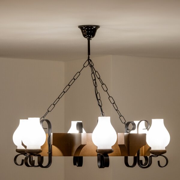 Brilagi - Lampadario a sospensione con catena QUEEN 6xE14/40W/230V faggio/noce