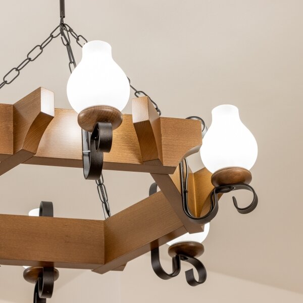 Brilagi - Lampadario a sospensione con catena QUEEN 6xE14/40W/230V faggio/noce