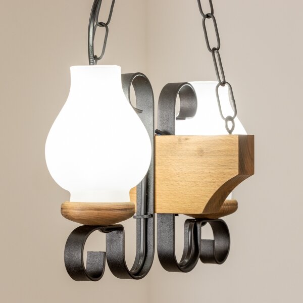 Brilagi - Lampadario a sospensione con catena QUEEN 2xE14/40W/230V faggio