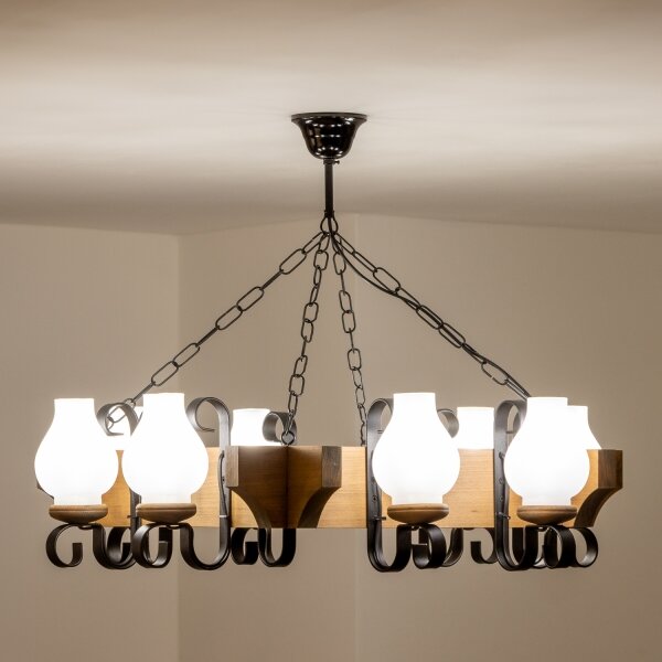 Brilagi - Lampadario a sospensione con catena QUEEN 8xE14/40W/230V faggio
