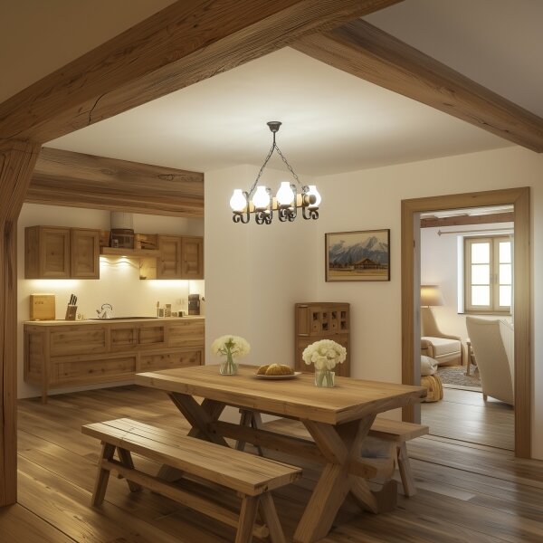 Brilagi - Lampadario a sospensione con catena RUSTIC 6xE14/40W/230V faggio