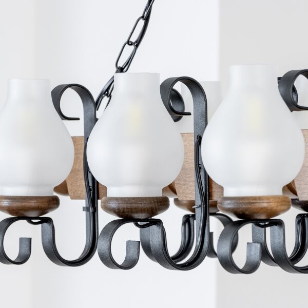 Brilagi - Lampadario a sospensione con catena RUSTIC 6xE14/40W/230V faggio/noce
