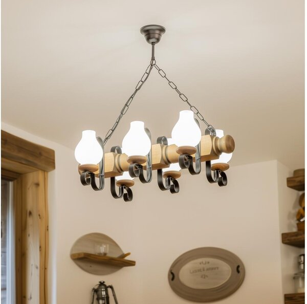 Brilagi - Lampadario a sospensione con catena RUSTIC 6xE14/40W/230V faggio