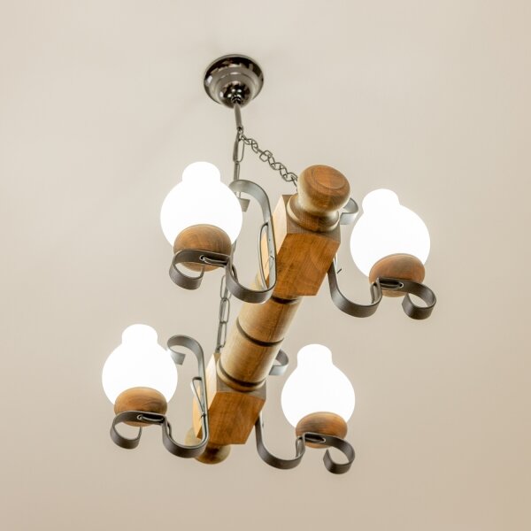Brilagi - Lampadario a sospensione con catena RUSTIC 4xE14/40W/230V faggio