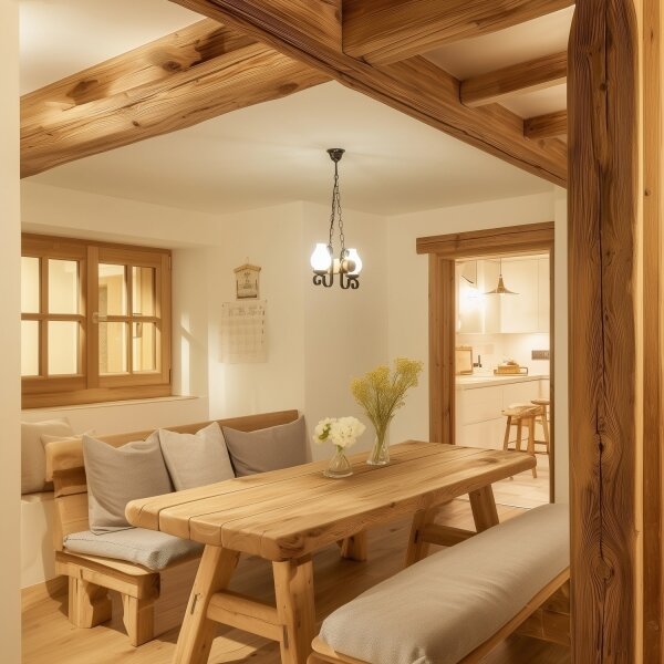 Brilagi - Lampadario a sospensione con catena RUSTIC 2xE14/40W/230V faggio/noce