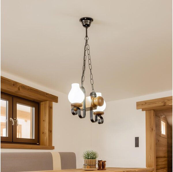 Brilagi - Lampadario a sospensione con catena RUSTIC 2xE14/40W/230V faggio/noce