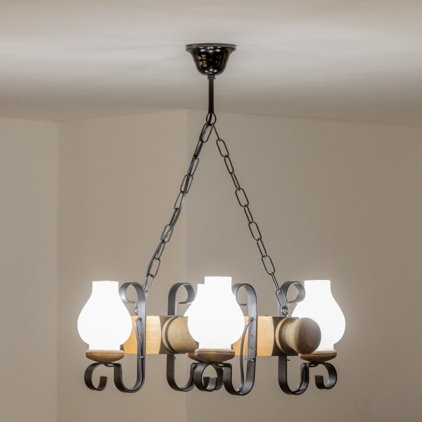 Brilagi - Lampadario a sospensione con catena RUSTIC 4xE14/40W/230V faggio