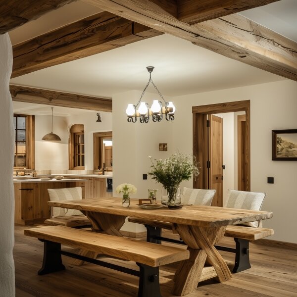 Brilagi - Lampadario a sospensione con catena RUSTIC 6xE14/40W/230V faggio/noce
