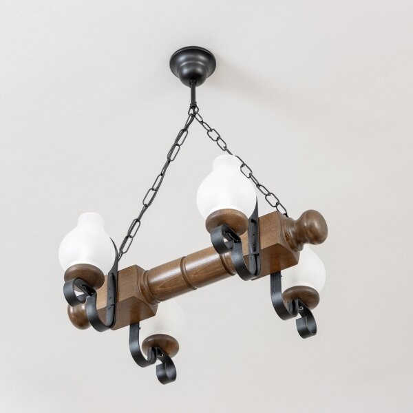 Brilagi - Lampadario a sospensione con catena RUSTIC 4xE14/40W/230V faggio/noce