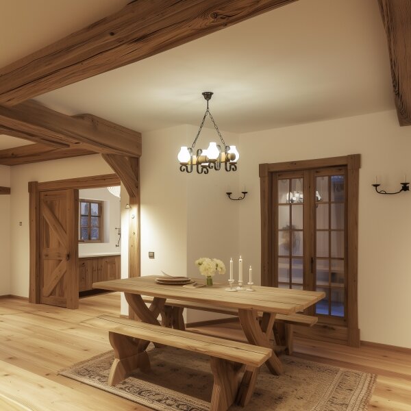 Brilagi - Lampadario a sospensione con catena RUSTIC 4xE14/40W/230V faggio