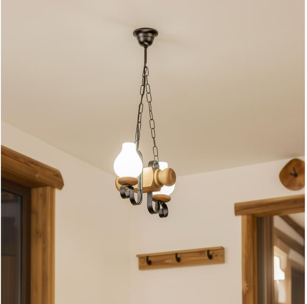 Brilagi - Lampadario a sospensione con catena RUSTIC 2xE14/40W/230V faggio