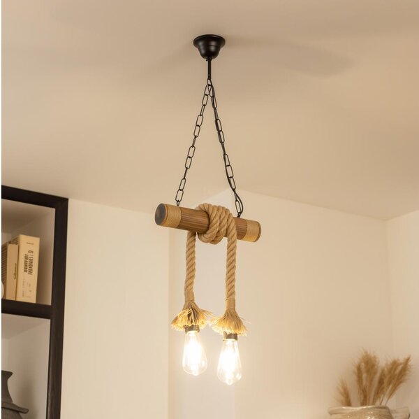 Brilagi - Lampadario a sospensione con catena KOS 2xE27/60W/230V faggio