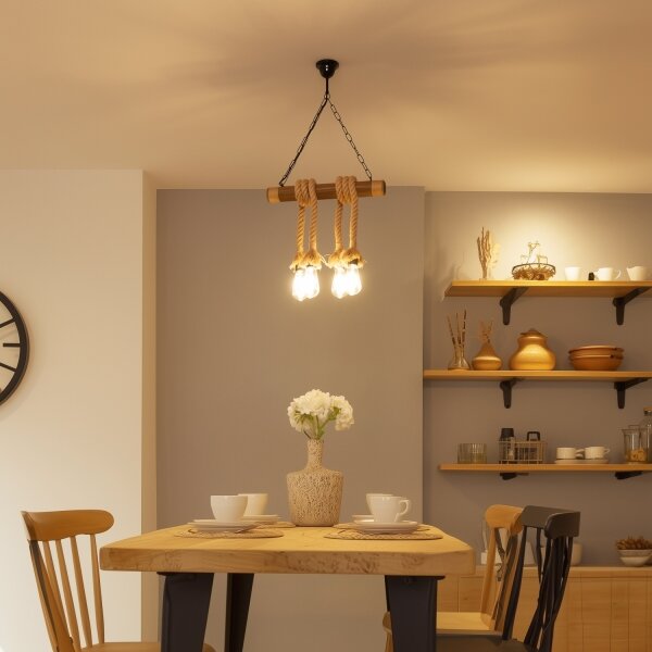 Brilagi - Lampadario a sospensione con catena KOS 4xE27/60W/230V faggio