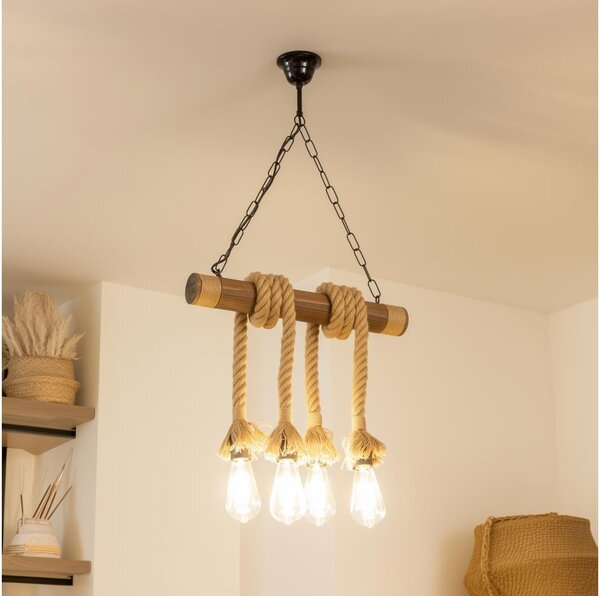 Brilagi - Lampadario a sospensione con catena KOS 4xE27/60W/230V faggio