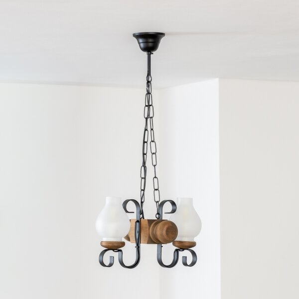 Brilagi - Lampadario a sospensione con catena RUSTIC 2xE14/40W/230V faggio