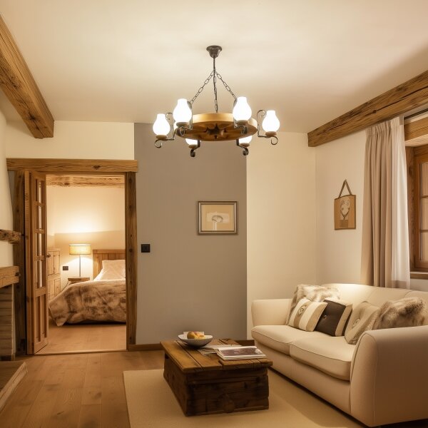 Brilagi - Lampadario a sospensione con catena ROATA 6xE14/40W/230V diam. 70 cm faggio