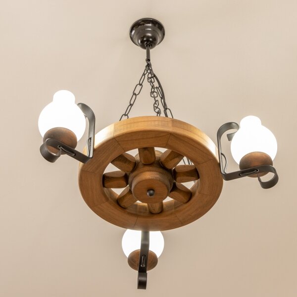 Brilagi - Lampadario a sospensione con catena ROATA 3xE14/40W/230V faggio