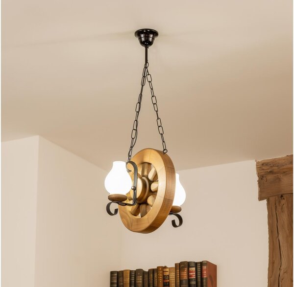 Brilagi - Lampadario a sospensione con catena ROATA 2xE14/40W/230V faggio