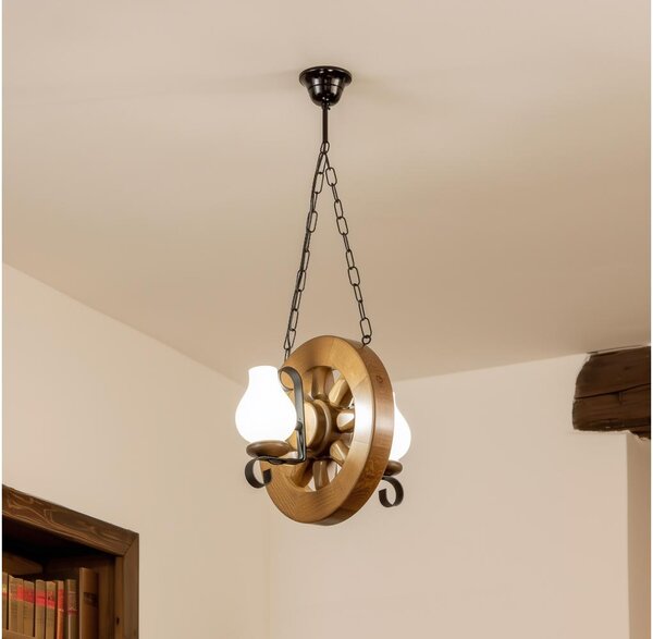 Brilagi - Lampadario a sospensione con catena ROATA 2xE14/40W/230V faggio/noce