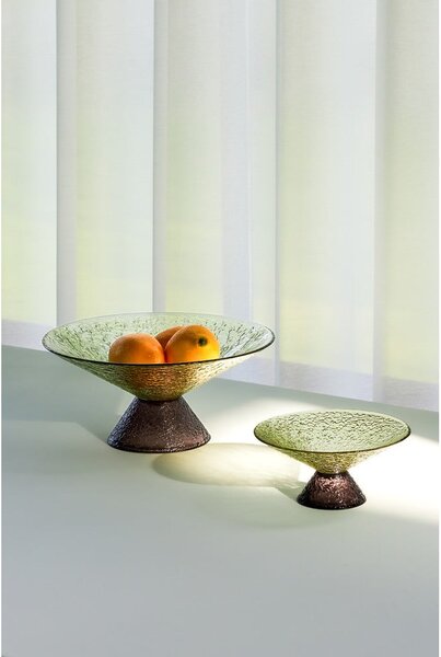 Fruttiera in vetro verde e marrone ø 25 cm Bonbon - Hübsch