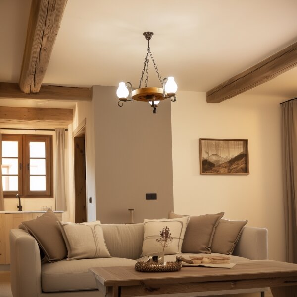 Brilagi - Lampadario a sospensione con catena ROATA 3xE14/40W/230V faggio