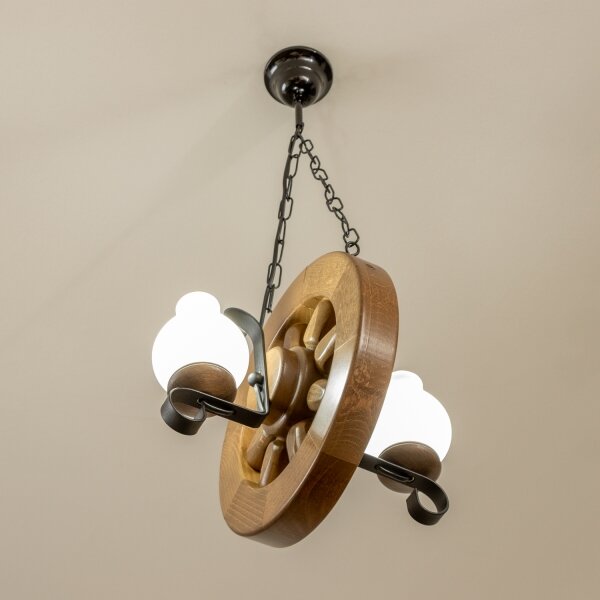 Brilagi - Lampadario a sospensione con catena ROATA 2xE14/40W/230V faggio/noce