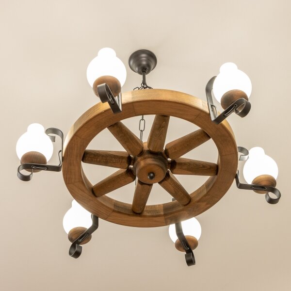 Brilagi - Lampadario a sospensione con catena ROATA 6xE14/40W/230V diam. 70 cm faggio