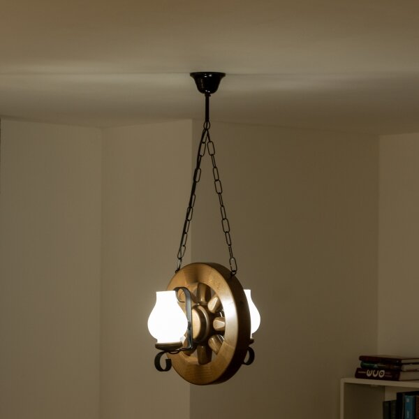 Brilagi - Lampadario a sospensione con catena ROATA 2xE14/40W/230V faggio/noce