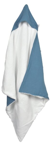 Asciugamano in mussola blu con cappuccio 75x75 cm - Bébé Douceur