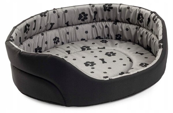 Boutique ZOO: Lettino per cani, forma ovale, 67x76 cm, colore grigio e nero