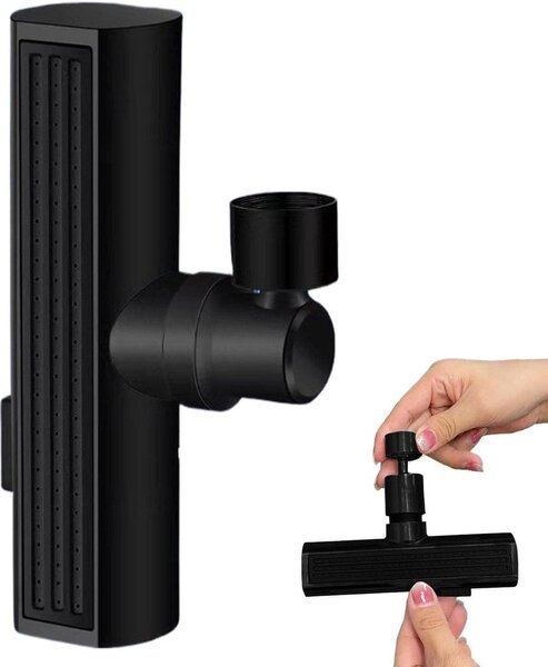Rubinetto per lavello da cucina, con soffione nero, 3 getti, rotazione a 360 gradi, 14 cm