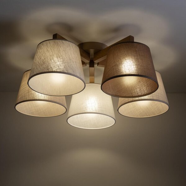 Brilagi - Lampadario a plafone LATTE SABIA 5xE27/15W/230V pino/misto