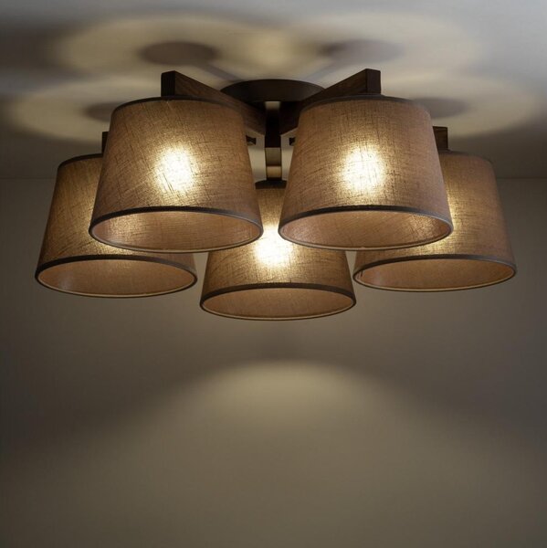 Brilagi - Lampadario da soffitto LATTE 5xE27/15W/230V pino/marrone
